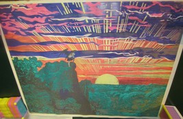 Vintage Black light poster sunset poster originals inc hollywood Calf 1974 - £60.75 GBP
