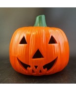 Vintage Halloween Earthenware Ceramic Jack O Lantern Pumpkin Candle Light - £11.73 GBP