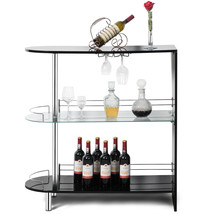 Modern Kitchen Bar Table Wine Storage Unit Tempered Glass Shelf Glossy B... - £142.99 GBP
