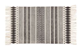 Area Rugs with Fringe Set of 4 Designs Black and Cream 100% Cotton 20" x 31.5" image 5