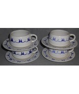 Set (4)  Metlox Poppytrail PROVINCIAL BLUE PATTERN Cups/Saucers CALIFORNIA - $27.12 CAD