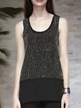 Eileen Fisher Sequin Rivulet Tank Small 6 8 100% Silk Vintage Quality Top $298 - $140.33