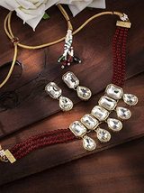 Traditional Choker Necklace with Earrings Jewellery Set for Women Girls - £36.17 GBP
