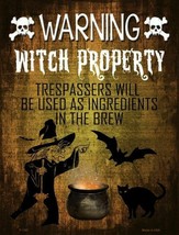Warning Witch Property Halloween Theme Metal Sign 9" x 12" Wall Decor - DS - £19.14 GBP
