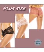 Youmita Lace Mesh Boyshorts Hipster Cheeky Boxers No Show Panties Plus 1... - $25.24