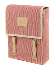 Women&#39;s Leather and Canvas Backpack, Red and Stripes by Modernaked - £55.91 GBP