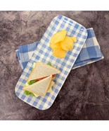 15 Inch Melamine Rectangle Serving Tray, BPA Free Food Tray-Blue Gingham - $17.75