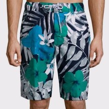 St. John&#39;s Bay Men&#39;s Swim Trunks Shorts Navy Fern Floral Size Small New - £20.62 GBP