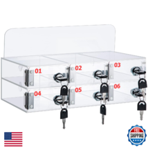 Threan 6-Slot Clear Acrylic Cell Phone Storage Box Wall Mount w/ Door Lo... - $77.26