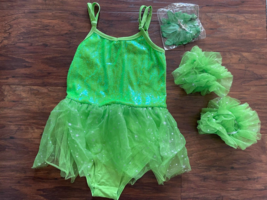 Used 1 time TINKERBELL green DANCE BALLET sz 12 costume leotard set gymn... - $19.70