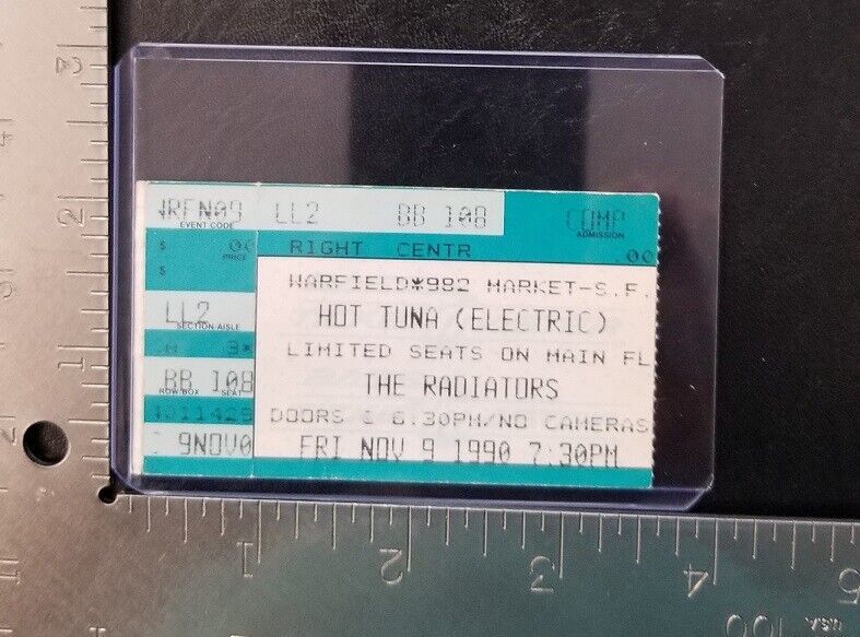 HOT TUNA / THE RADIATORS - VINTAGE NOVEMBER 9, 1990 CONCERT TICKET STUB - £7.50 GBP