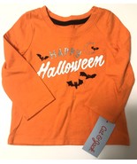 Cat &amp; Jack Girl&#39;s Orange Happy Halloween Glitter Long Sleeve T-Shirt Siz... - £9.61 GBP