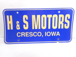 H &amp; S Motors Cresco, Iowa Thin Plastic Dealer License Plate - £11.06 GBP