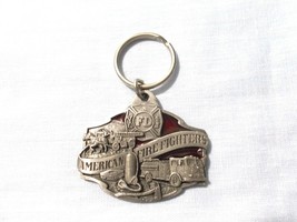 AMERICAN FIRE FIGHTERS PEWTER with RED INLAY USA MADE KEY RING 1989 SISK... - $183.84 MXN