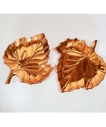 9&quot; Vintage Pair of Metal Maple Leaf Plate Candy Dish Table Centerpiece - $39.60
