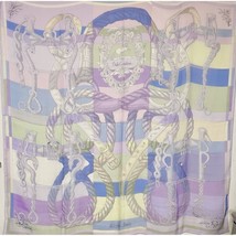 Hermes Shawl Della Cavalleria 140 cm Chiffon silk mousseline scarf stole purple - £1,209.91 GBP