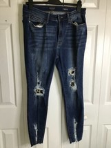 Judy Blue Skinny Fit Jeans 11/30 Distressed Leopard Insert Patch Stretch... - £20.04 GBP