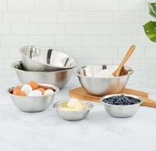 Stainless Steel Kitchen Mixing Bowls Set - 6 Pieces - £25.57 GBP