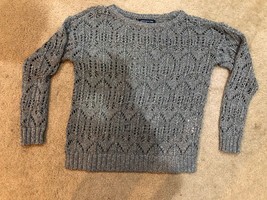 Jones New York Signature Collection Sparkly Gray Crocheted Sweater Size ... - $23.36