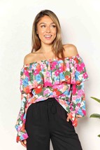 Double Take Floral Off-Shoulder Flounce Sleeve Layered Blouse - £24.91 GBP