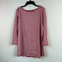 Charter Club Womens XXL Red Barn Stripes Button Detail 3/4 Sleeves Top NWT CG19 - £15.38 GBP