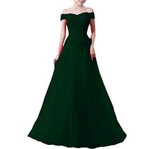 Tulle Beaded Lace Off The Shoulder Long Prom Evening Dresses Emerald Green US 10 - £101.19 GBP