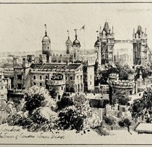 Tower Bridge Cityscape View 1901 Victorian London Print Art UK Antique D... - $49.99
