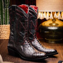 KANSAS Genuine Snake Skin Cowboy Boot from the Western Collection BlackCherry image 7