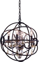 Pendant Lamp GENEVA 4-Light Clear Crystal Dark Bronze Royal-Cut Candelabra E12 - £670.65 GBP