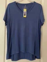 Tangerine Women&#39;s Denim Blue Medium Short Sleeve V Neck Active Tee *Nwt - $14.85