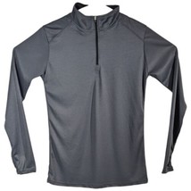 Womens Medium 1/4 Zip Long Sleeve Shirt Gray with Thumb Loops Badger - $18.05