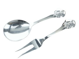 Johannes Siggaard  Art Deco 830 Silver Salad/serving spoon and fork set - $173.25