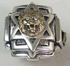 Artisan Made 10K gold  Lion of Judah Star of David  sterling silver ring Lge. - $305.91