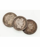 Lot of 3 1909 Barber Dimes (P + D + S) in Very Good VG to Very Fine VF C... - $155.69 CAD