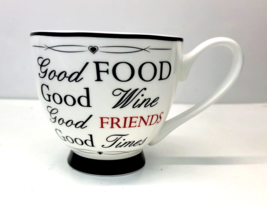 Portobello Inspire Coffee Mug Good Food Good Wine Good Friends Bone China Footed - £17.17 GBP