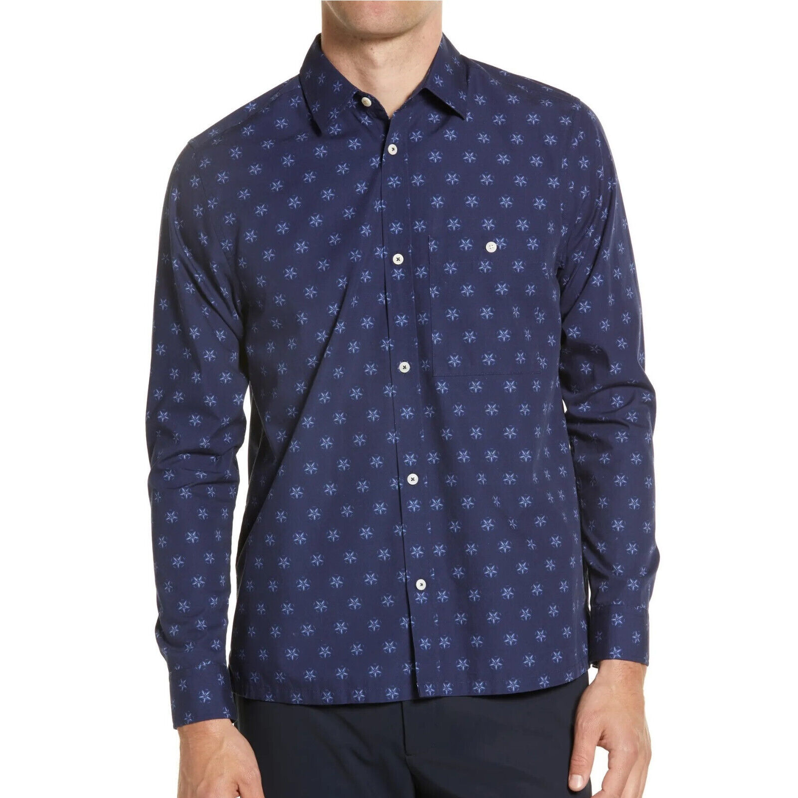 Ted Baker London Men&#39;s Long Sleeve Ilenka Geo Floral Button Front Shirt ... - $34.12