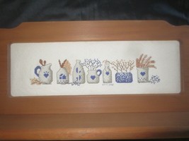 COUNTRY HEART JUGS Cross Stitch WOOD WALL SHELF  -21&quot; x 11&quot; x 3 3/4&quot; Deep - $25.00