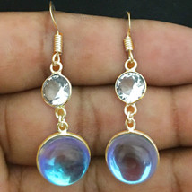 925 Silver Blue &amp; White Topaz Silver/ Gold / Rose Gold Plated Earrings - £20.14 GBP+