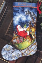 DIY Dimensions Santas Flight Christmas Sleigh Cross Stitch Stocking Kit 08923 - £35.93 GBP