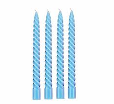 Paraffin Wax Blue Spiral Candles Stick Taper Smokeless Dripless Scented Twisted  - £14.38 GBP