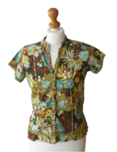 Vintage Floral Summer Blouse, Colourful cotton blouse, Festival Clothing, Hawaii - £27.24 GBP