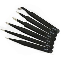 Professional 6-Piece Precision Tweezers Set ESD Anti-Static Stainless Steel Tool - £4.76 GBP
