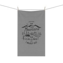 Nature-Inspired Kitchen Towel: &quot;The Mountains Are Calling&quot; Black and Whi... - £17.85 GBP+