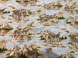 David Textiles Howling Wolf Mountain Fabric 1 Yd Cotton Quilting Beth Ann Bruske - £7.47 GBP