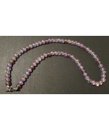 Beaded necklace, transparent purple beads, silver toggle clasp, 22 inches long - $23.00