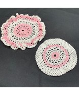 Crochet Doily Handmade Pink White 5-7 inches Doilies Bedroom End Table W... - £9.11 GBP