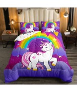 Girls Unicorn Comforter Set Twin Girls Bedding Set Cute Rainbow Unicorn ... - £58.84 GBP
