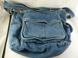 Vintage Denim Crossbody Purse Bag 2 inside sections 4 outer pockets zipp... - £10.53 GBP