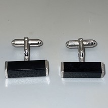 Anson Vtg Black and Silver Tone Abstract Cuff Links MCM Style Handsome Dapper - £8.78 GBP