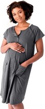 Grey Maternity Robe for Hospital, 2XL Modal &amp; Spandex, Nursing, Soft - £16.07 GBP